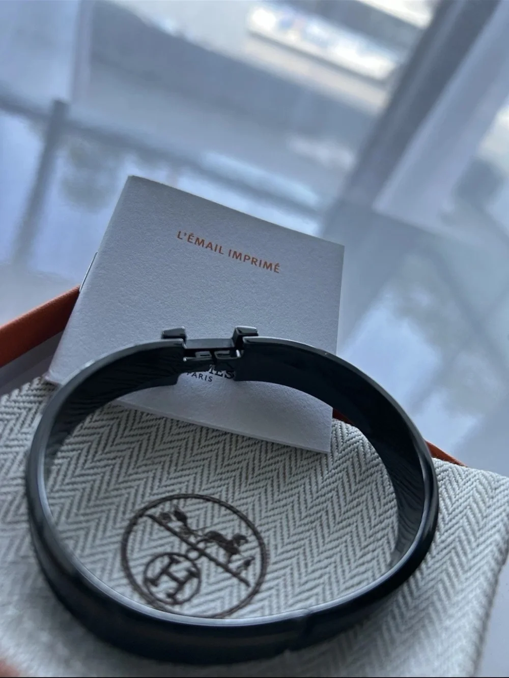 Hermes Clic H Bracelet Narrow Enamel Black PVD Matte Black Hardware Box Dustbag